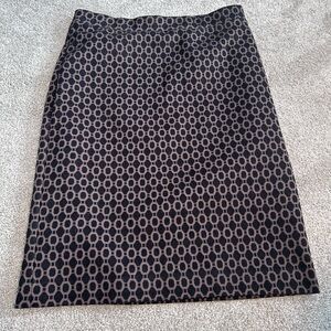 Lyse Spenard Elegant Black and Brown Patterned Skirt Women’s Size Small